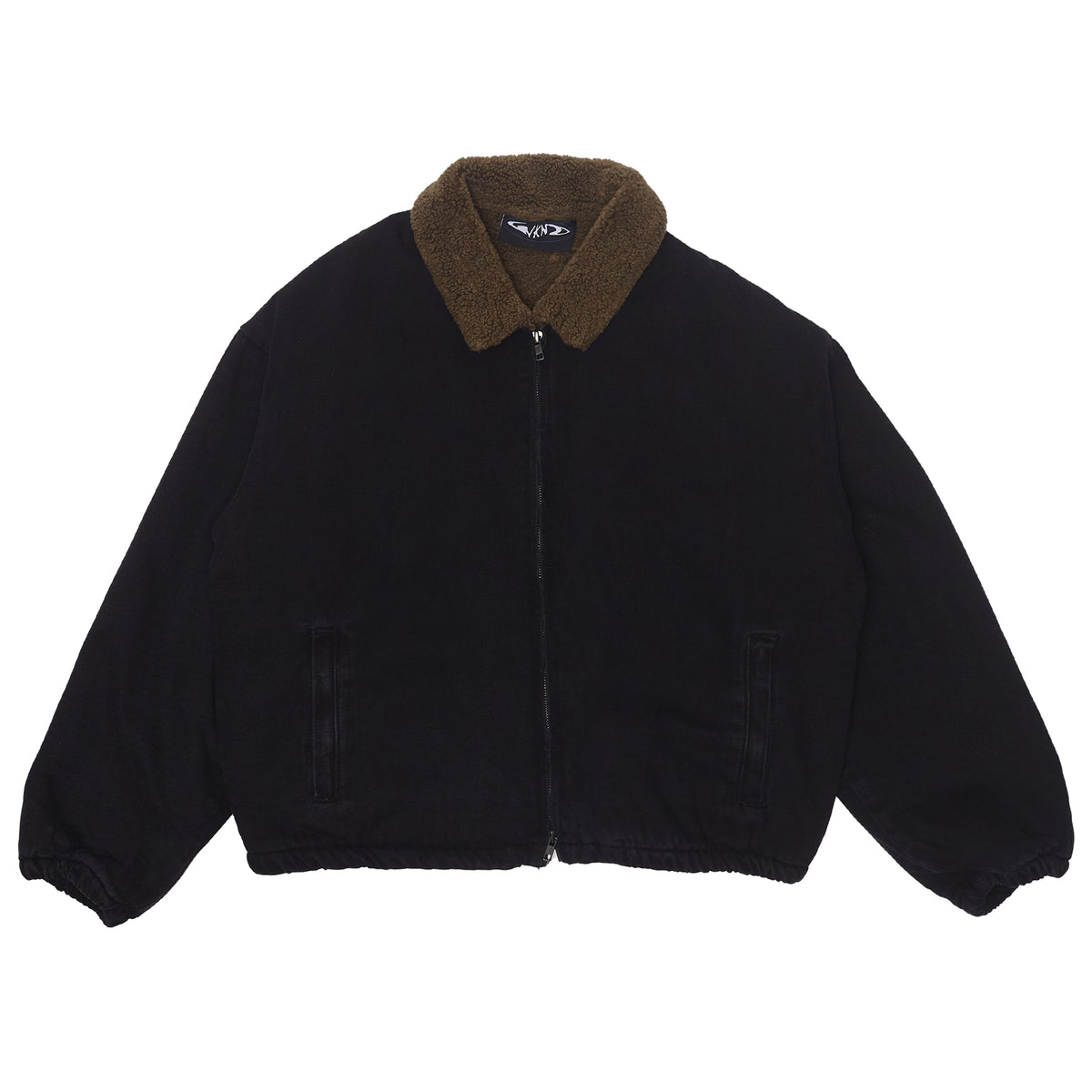 Zip Jacket - Washed Black Denim Sherpa