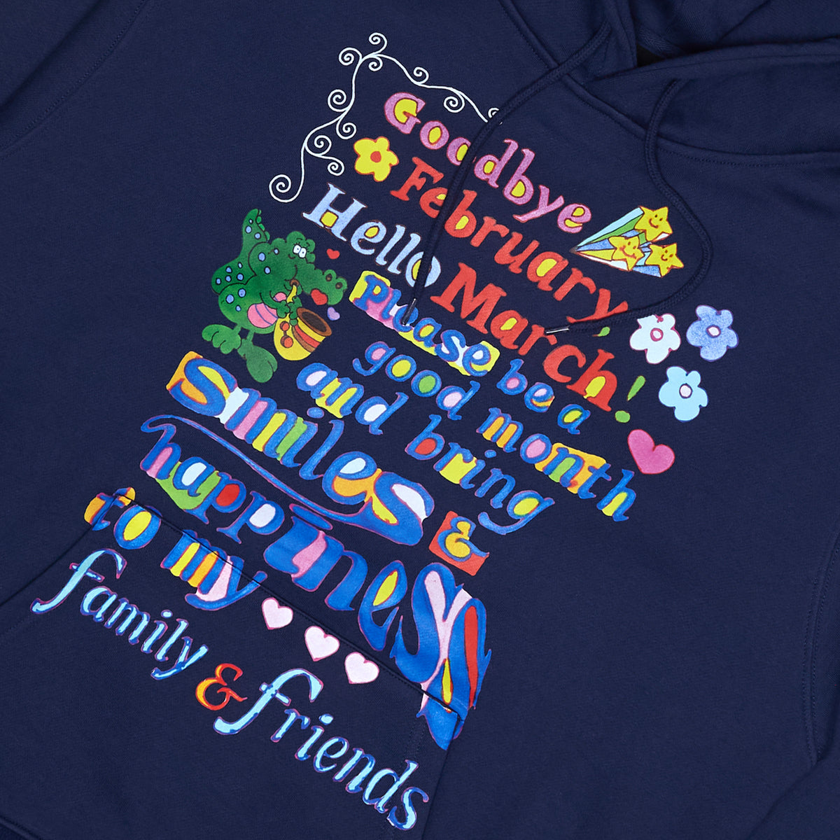 Hello March Hoodie - Muted Navy