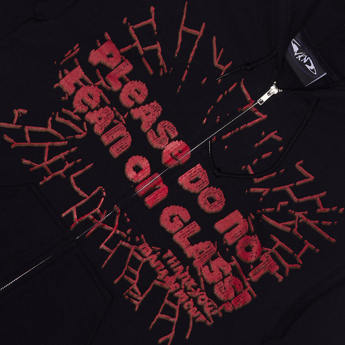 Please Do Not Lean On Glass Zip Hoodie - Black
