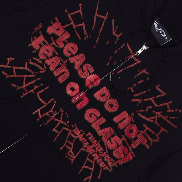 Please Do Not Lean On Glass Zip Hoodie - Black