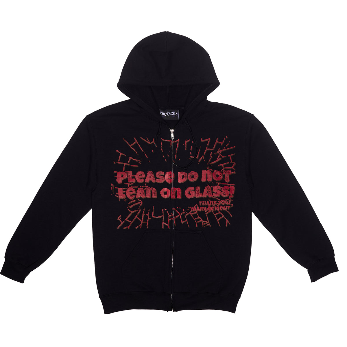 Please Do Not Lean On Glass Zip Hoodie - Black
