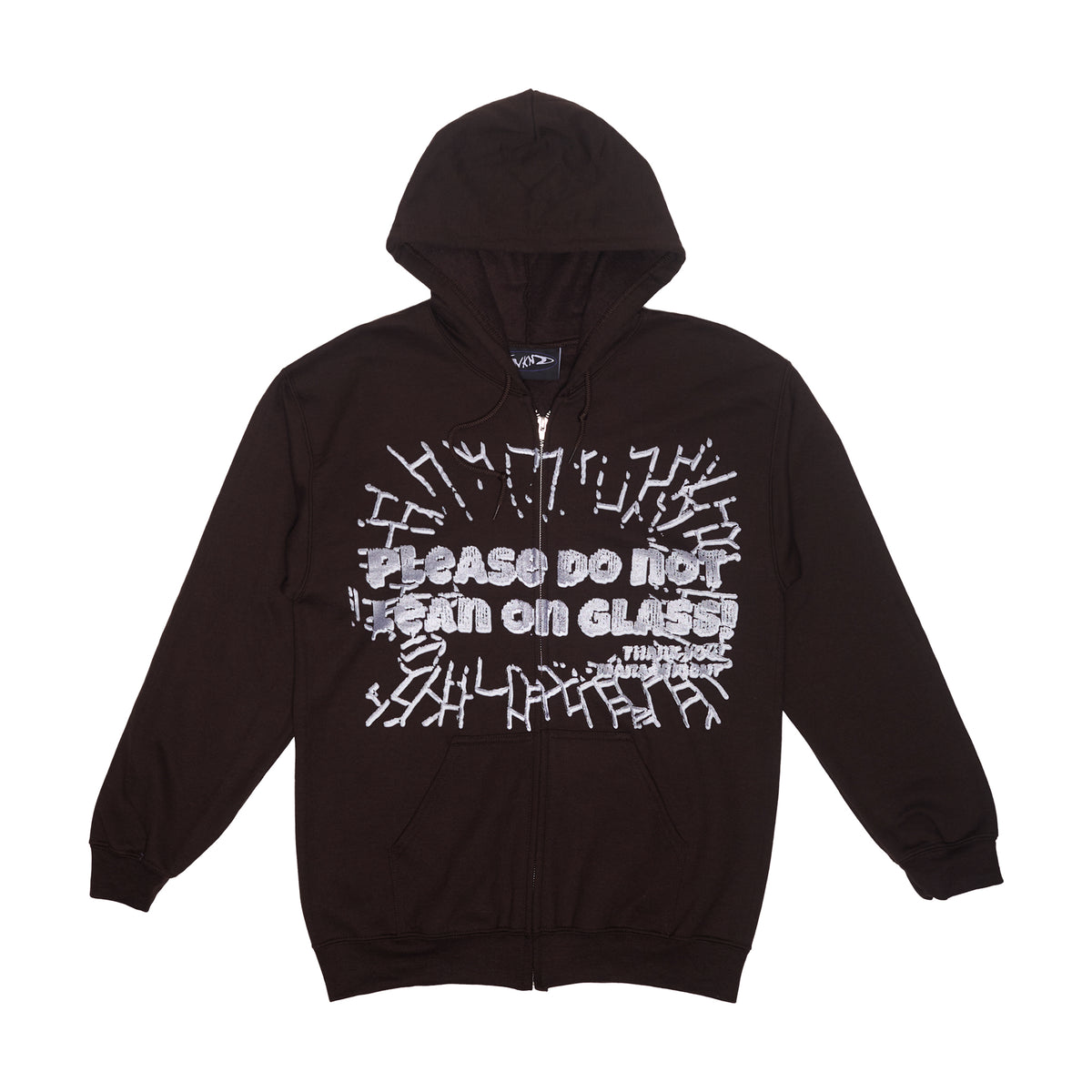 Please Do Not Lean On Glass Zip Hoodie - Brown
